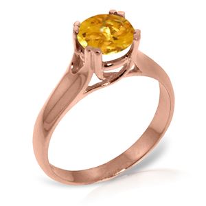 ALARRI 14K Solid Rose Gold Solitaire Ring w/ Natural Citrine