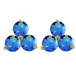 ALARRI 1.5 Carat 14K Solid Gold Flask Of Dew Blue Topaz Earrings