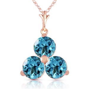 ALARRI 14K Solid Rose Gold Necklace w/ Natural Blue Topaz