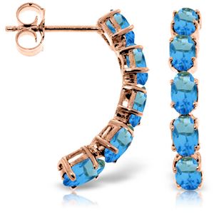 ALARRI 14K Solid Rose Gold Earrings w/ Natural Blue Topaz