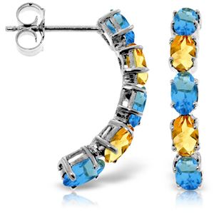 ALARRI 2.5 Carat 14K Solid White Gold Earrings Natural Blue Topaz Citrine