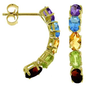 ALARRI 2.5 CTW 14K Solid Gold Earrings Natural Multicolor Gemstones