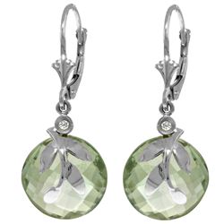 ALARRI 10.63 CTW 14K Solid White Gold Leverback Earrings Green Amethyst Diamond