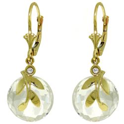 ALARRI 14.73 CTW 14K Solid Gold Leverback Earrings White Topaz Diamond