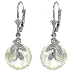 ALARRI 14.73 CTW 14K Solid White Gold Leverback Earrings White Topaz Diamond