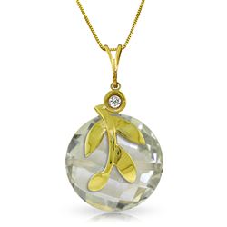 ALARRI 5.32 Carat 14K Solid Gold Necklace Natural Green Amethyst Diamond
