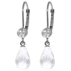 ALARRI 4.53 Carat 14K Solid White Gold Leverback Earrings Diamond White Topaz