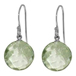 ALARRI 12 Carat 14K Solid White Gold Burned Shade Green Amethyst Earrings