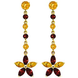 ALARRI 4.8 CTW 14K Solid Gold Stardrop Citrine Garnet Earrings