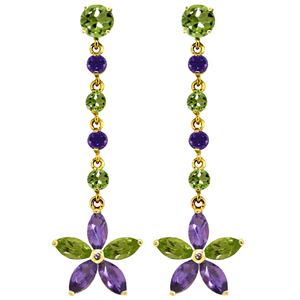 ALARRI 4.8 CTW 14K Solid Gold Chandelier Earrings Peridot Amethyst