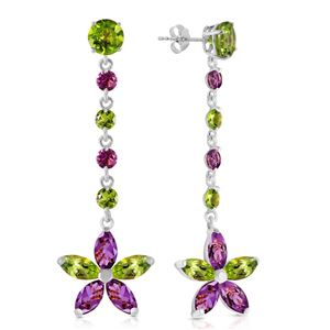 ALARRI 4.8 CTW 14K Solid White Gold Chandelier Earrings Peridot Amethyst