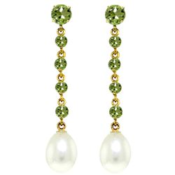 ALARRI 10 Carat 14K Solid Gold Chandelier Earrings Peridot Pearl