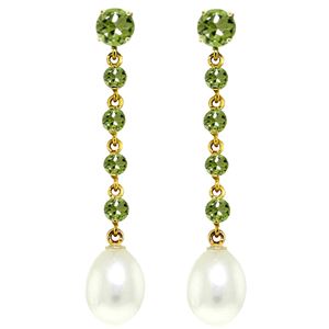 ALARRI 10 Carat 14K Solid Gold Chandelier Earrings Peridot Pearl