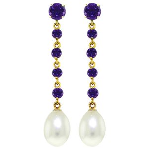 ALARRI 10 CTW 14K Solid Gold New View Amethyst Pearl Earrings