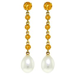 ALARRI 10 Carat 14K Solid Gold Chandelier Earrings Citrine Pearl