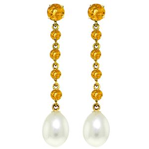 ALARRI 10 Carat 14K Solid Gold Chandelier Earrings Citrine Pearl