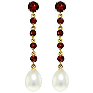 ALARRI 10 Carat 14K Solid Gold Chandelier Earrings Garnet Pearl