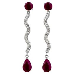 ALARRI 4.35 Carat 14K Solid Gold Earrings Natural Diamond Ruby