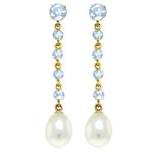 ALARRI 10 Carat 14K Solid Gold Chandelier Earrings Natural Aquamarine