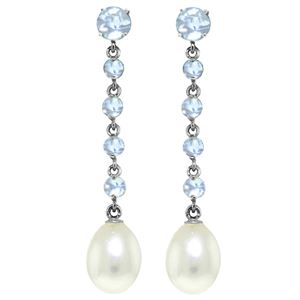 ALARRI 10 Carat 14K Solid White Gold Chandelier Earrings Natural Aquamarine