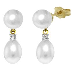 ALARRI 10.1 Carat 14K Solid Gold Not Faded Love Pearl Diamond Earrings