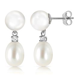 ALARRI 10.1 CTW 14K Solid White Gold Follow The Light Pearl Diamond Earrings