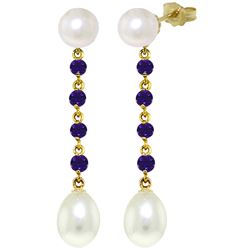 ALARRI 11 Carat 14K Solid Gold Pearly View Amethyst Pearl Earrings