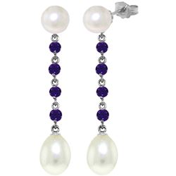 ALARRI 11 CTW 14K Solid White Gold Hope In A Jar Amethyst Pearl Earrings