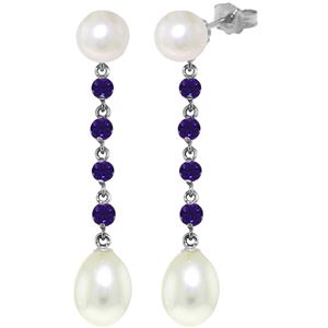 ALARRI 11 CTW 14K Solid White Gold Hope In A Jar Amethyst Pearl Earrings