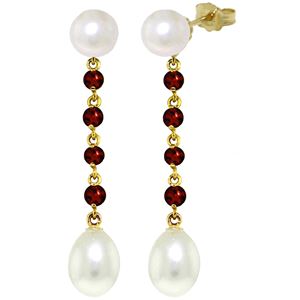 ALARRI 11 Carat 14K Solid Gold Pearly View Garnet Pearl Earrings