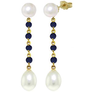 ALARRI 11 CTW 14K Solid Gold Chandelier Earrings Sapphire Pearl