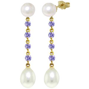 ALARRI 11 CTW 14K Solid Gold Chandelier Earrings Tanzanite Pearl