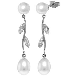 ALARRI 10.02 CTW 14K Solid White Gold Earrings Natural Diamond Pearl