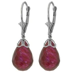 ALARRI 29.6 Carat 14K Solid White Gold Leverback Earrings Briolette Ruby