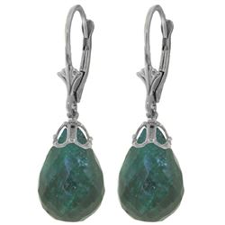 ALARRI 29.6 CTW 14K Solid White Gold Leverback Earrings Briolette Emerald