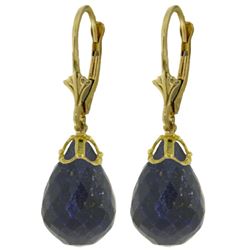 ALARRI 29.6 CTW 14K Solid Gold Leverback Earrings Briolette Sapphire