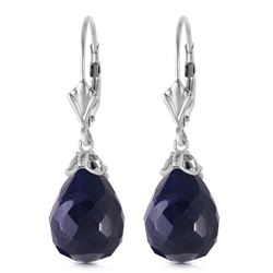 ALARRI 29.6 CTW 14K Solid White Gold Leverback Earrings Briolette Sapphire