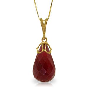 ALARRI 14.8 CTW 14K Solid Gold Necklace Briolette Natural Ruby