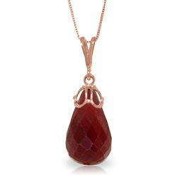 ALARRI 14.8 Carat 14K Solid Rose Gold Necklace Briolette Natural Ruby