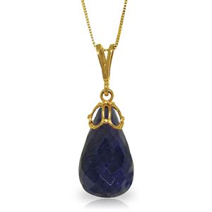 ALARRI 14.8 Carat 14K Solid Gold Necklace Briolette Natural Sapphire