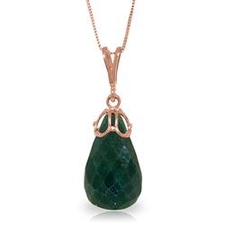 ALARRI 14.8 CTW 14K Solid Rose Gold Necklace Briolette Natural Emerald