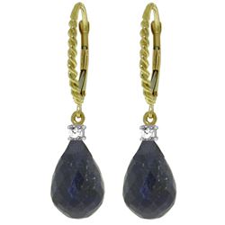 ALARRI 17.7 CTW 14K Solid Gold Leverback Earrings Diamond Sapphire