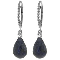 ALARRI 17.7 CTW 14K Solid White Gold Leverback Earrings Diamond Sapphire