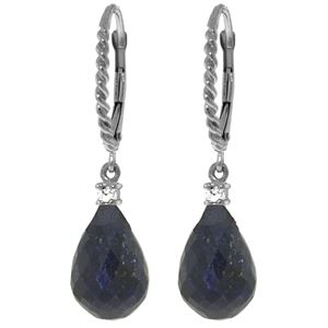 ALARRI 17.7 CTW 14K Solid White Gold Leverback Earrings Diamond Sapphire