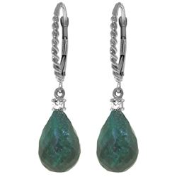 ALARRI 17.7 Carat 14K Solid White Gold Leverback Earrings Diamond Emerald