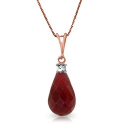 ALARRI 14K Solid Rose Gold Necklace w/ Natural Diamond & Ruby
