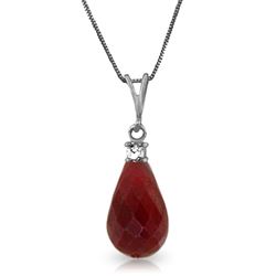 ALARRI 8.85 CTW 14K Solid White Gold Face Home Ruby Diamond Necklace