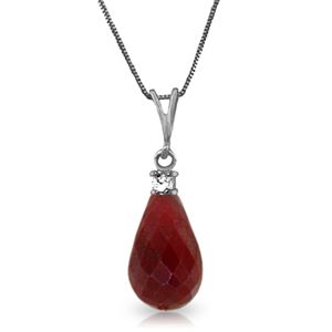 ALARRI 8.85 CTW 14K Solid White Gold Face Home Ruby Diamond Necklace