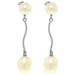 ALARRI 10 Carat 14K Solid White Gold Danglings Earrings Natural Pearl