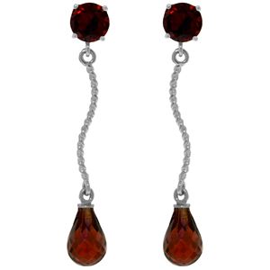 ALARRI 4.3 CTW 14K Solid White Gold Danglings Earrings Natural Garnet